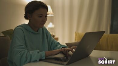 Cute belle squirts thanks to Doc