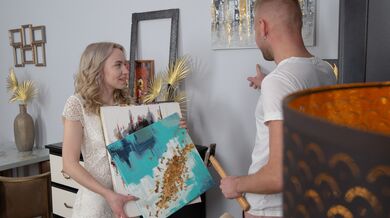 The installation of the painting ended with passionate sex