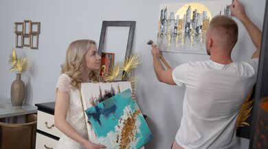 The installation of the painting ended with passionate sex
